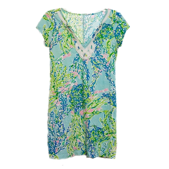 ,Lilly Pulitzer Womens Brewster T-Shirt Cap Sleeve Dress Blue Heaven XS - Picture 2 of 6